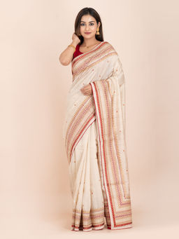 KAVVYA - Women Beige Woven Saree