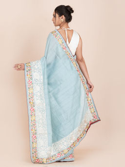 KAVVYA - Women Blue Embroidered Saree