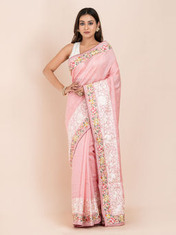 KAVVYA - Women Peach Embroidered Saree