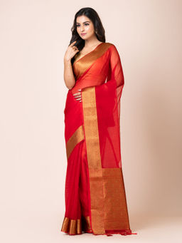 KAVVYA - Women Red Woven Saree