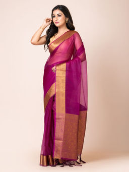KAVVYA - Women Purple Woven Saree