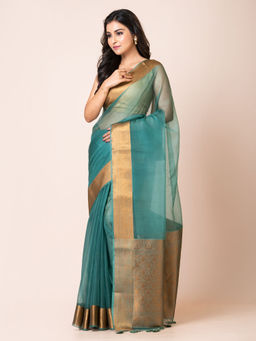 KAVVYA - Women Green Woven Saree