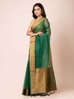 KAVVYA - Women Green Woven Saree