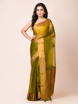 KAVVYA - Women Green Woven Saree