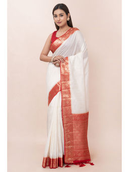 KAVVYA - Women White Woven Saree