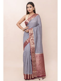 KAVVYA - Women Grey Woven Saree