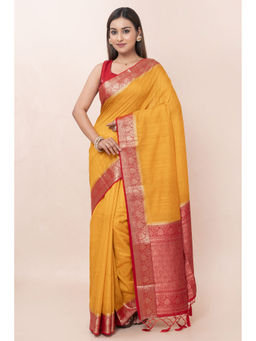 KAVVYA - Women Mustard Woven Saree