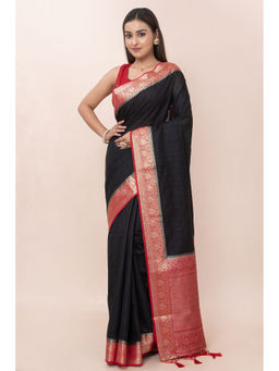 KAVVYA - Women Black Woven Saree