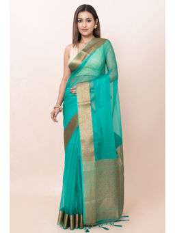 KAVVYA - Women Green Woven Saree