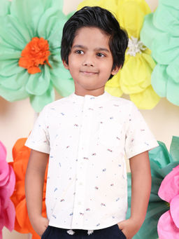 Yellow Rabbit - Boys White Printed Shirt