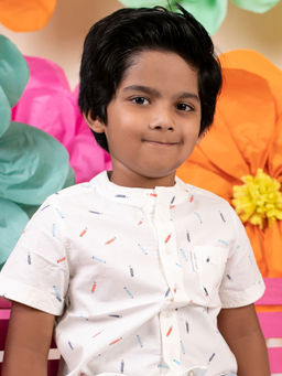 Yellow Rabbit - Boys White Printed Shirt