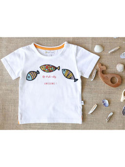 Yellow Rabbit - Unisex White Embroidered T-Shirt