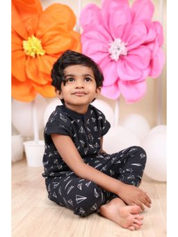 Yellow Rabbit - Unisex Navy Blue Printed Co-ord (Set of 2)