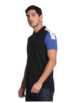 Arrow - Sports Black Colour Block Panelled Polo T-Shirt