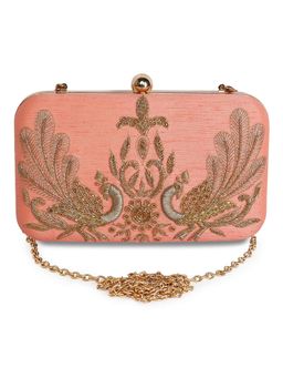 The Purple Sack - Peach Embroidered Clutch