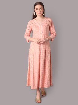 Shree - Women Rayon Pink Printed Dress