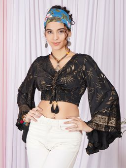 BOHOLYFE - Aurelia Onyx Gather Crop Top