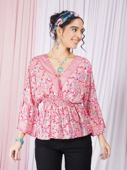 BOHOLYFE - Tahlia Blossom Pink Peplum Top