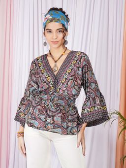 BOHOLYFE - Marella Midnight Berry Peplum Top