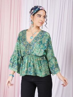 BOHOLYFE - Aurelia Mint Whisper Peplum Top