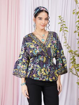 BOHOLYFE - Fiora Twilight Paisley Peplum Top