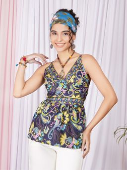 BOHOLYFE - Seraphine Midnight Paisley Spaghetti Top