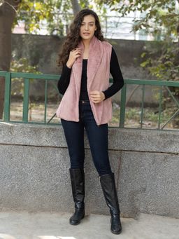 Mabish By Sonal Jain - Pink Sleeveless Fur Shrug