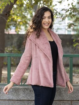 Mabish By Sonal Jain - Pink Short Fur With Collar Jacket