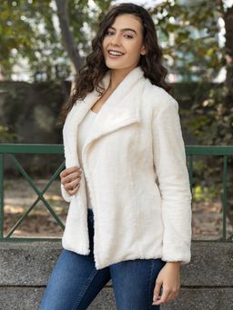 Mabish By Sonal Jain - Off White Short Fur With Collar Jacket