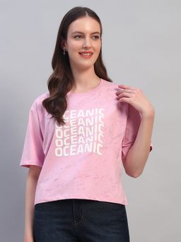 Cantabil - Mauve Polycotton T-Shirt For Women