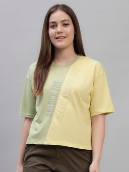 Cantabil - Yellow Polycotton T-Shirt For Women