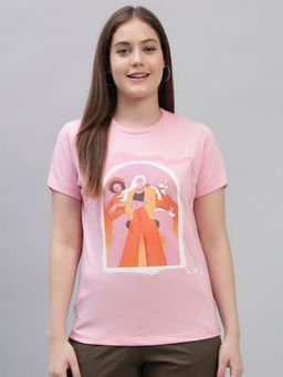 Cantabil - Pink Polycotton T-Shirt For Women