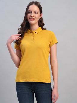 Cantabil - Mustard Polycotton T-Shirt For Women