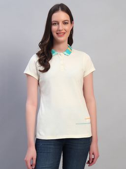 Cantabil - Beige Polycotton T-Shirt For Women