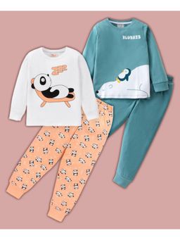 BLUSHES - Knit Animals Printed T-shirt & Joggers (Set of 2)
