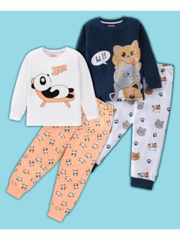 BLUSHES - Penguin & Cats Printed T-shirt & Joggers (Set of 2)