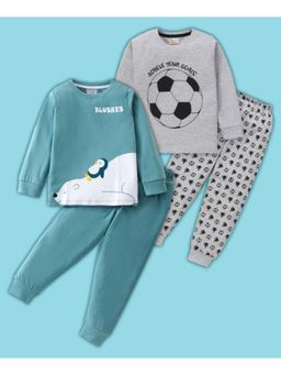 BLUSHES - Football & Penguin Printed T-shirt & Joggers (Set of 2)