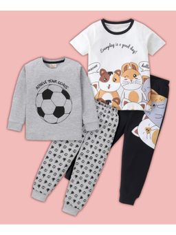 BLUSHES - Football & Hamsters Printed T-shirt & Joggers (Set of 2)