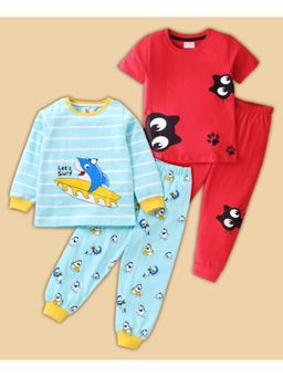 BLUSHES - Cat & Shark Printed T-shirt & Joggers (Set of 2)