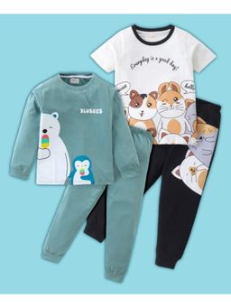 BLUSHES - Polar Bear & Cats Printed T-shirt & Joggers (Set of 2)