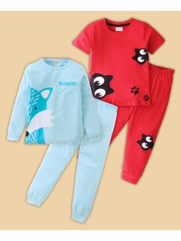BLUSHES - Fox & Cat Printed T-shirt & Joggers (Set of 2)