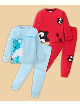 BLUSHES - Fox & Cat Printed T-shirt & Joggers (Set of 2)