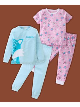 BLUSHES - Fox & Animal Faces Printed T-shirt & Joggers (Set of 2)