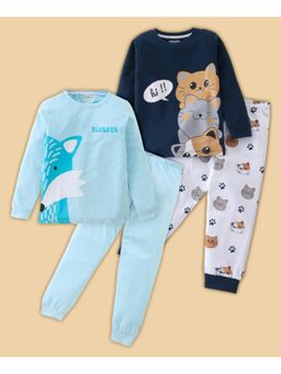 BLUSHES - Fox & Cat Printed T-shirt & Joggers (Set of 2)