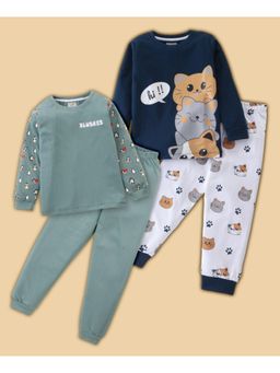 BLUSHES - Penguins & Cat Printed T-shirt & Joggers (Set of 2)