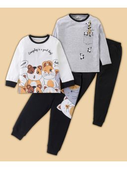 BLUSHES - Panda & Hamsters Printed T-shirt & Joggers (Set of 2)