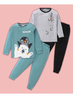 BLUSHES - Baby Panda & Penguin Printed T-shirt & Joggers (Set of 2)
