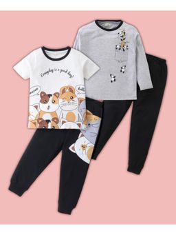 BLUSHES - Panda & Hamsters Printed T-shirt & Joggers (Set of 2)