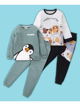 BLUSHES - Baby Penguin & Hamsters Printed T-shirt & Joggers (Set of 2)