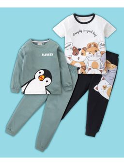 BLUSHES - Penguin & Hamsters Printed T-shirt & Joggers (Set of 2)